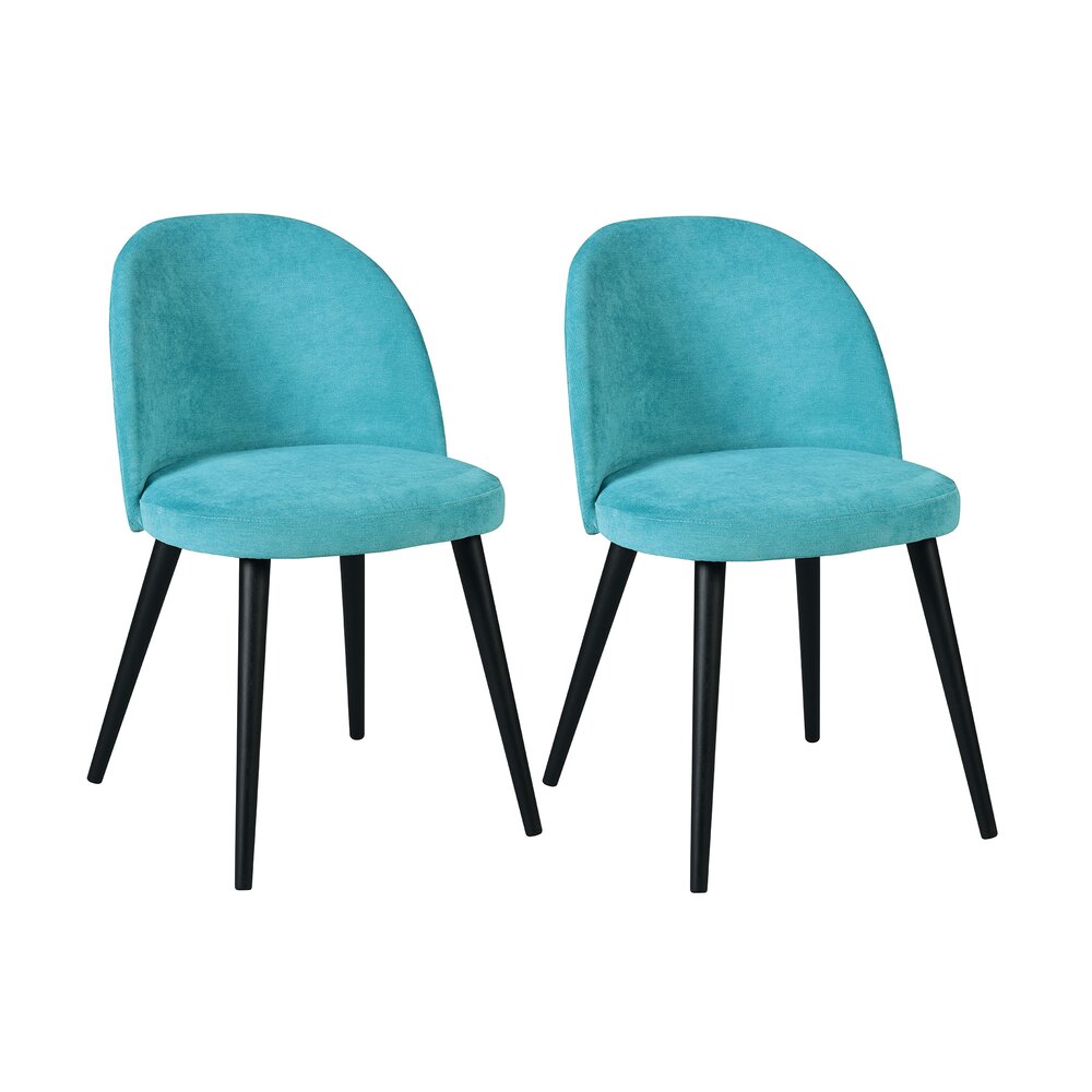 Lot de 2 chaises repas 47x43x80 cm en tissu bleu clair photo 1