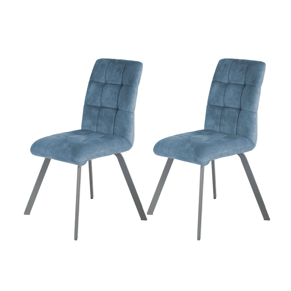Chaise - Lot de 2 chaises repas 45x62x89 cm en tissu bleu - RIBOLT photo 1