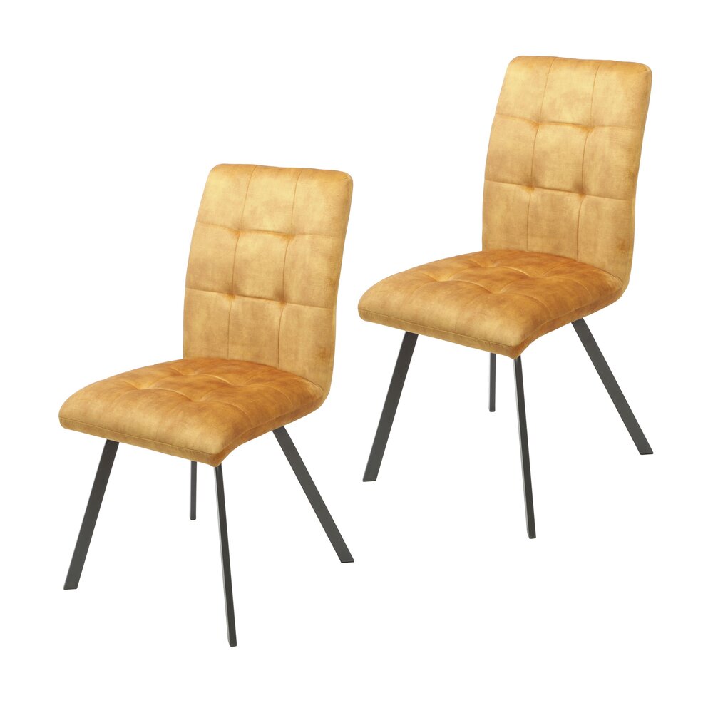 Chaise - Lot de 2 chaises repas 45x62x89 cm en tissu jaune - RIBOLT photo 1