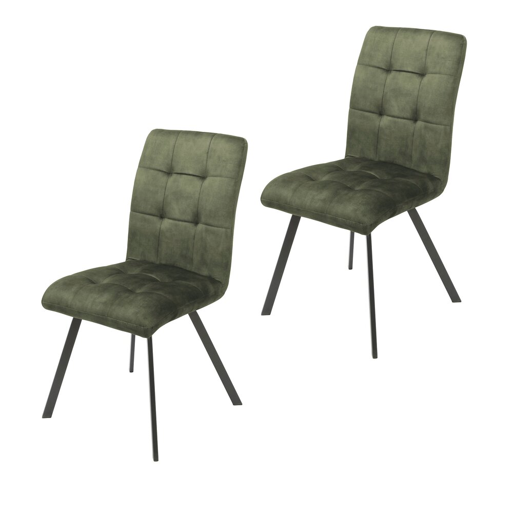 Chaise - Lot de 2 chaises repas 45x62x89 cm en tissu vert - RIBOLT photo 1