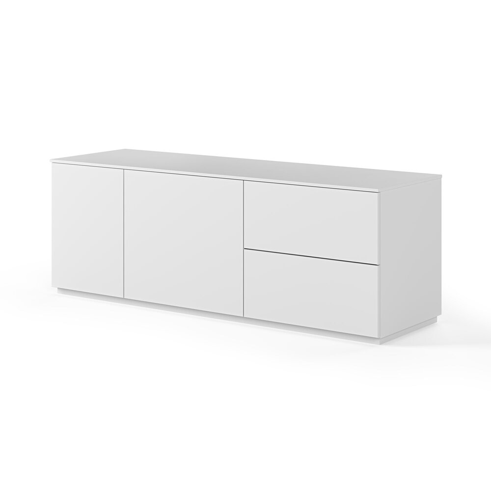Meuble TV - Hifi - Meuble TV 2 portes 2 tiroirs blanc mat photo 1