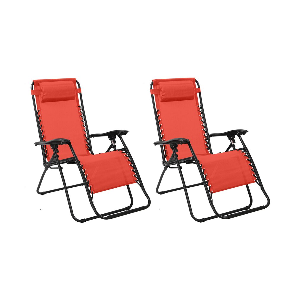 Fauteuil de jardin - Lot de 2 fauteuils relax en textilène rouge -PARALIA photo 1