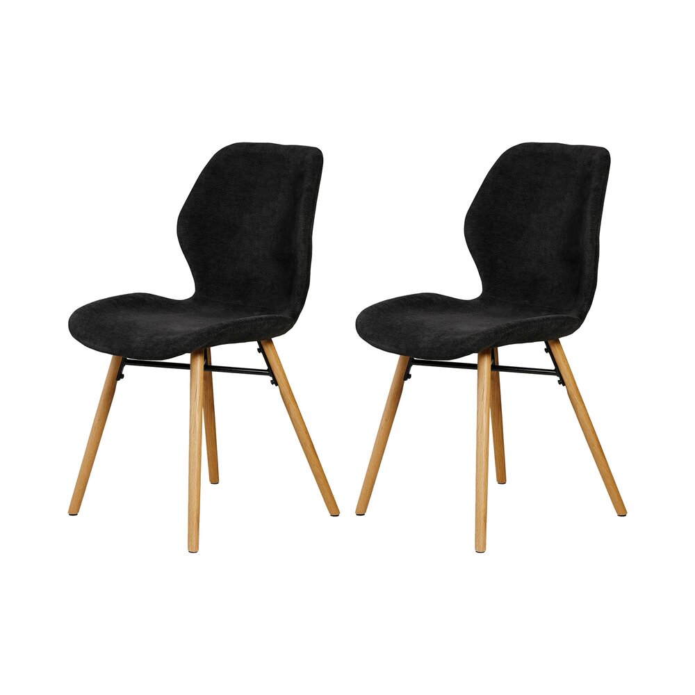 Chaise - Lot de 2 chaises repas 46x53x84 cm en tissu noir - KRISTEN photo 1