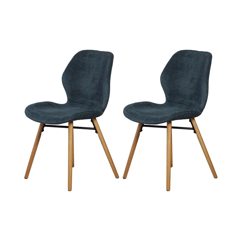 Chaise - Lot de 2 chaises repas 46x53x84 cm en tissu bleu foncé - KRISTEN photo 1
