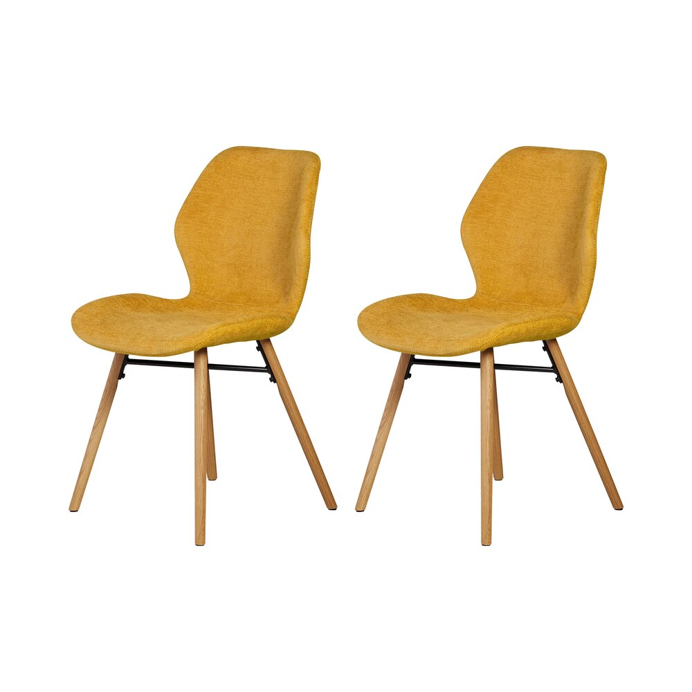 Chaise - Lot de 2 chaises repas 46x53x84 cm en tissu jaune - KRISTEN photo 1