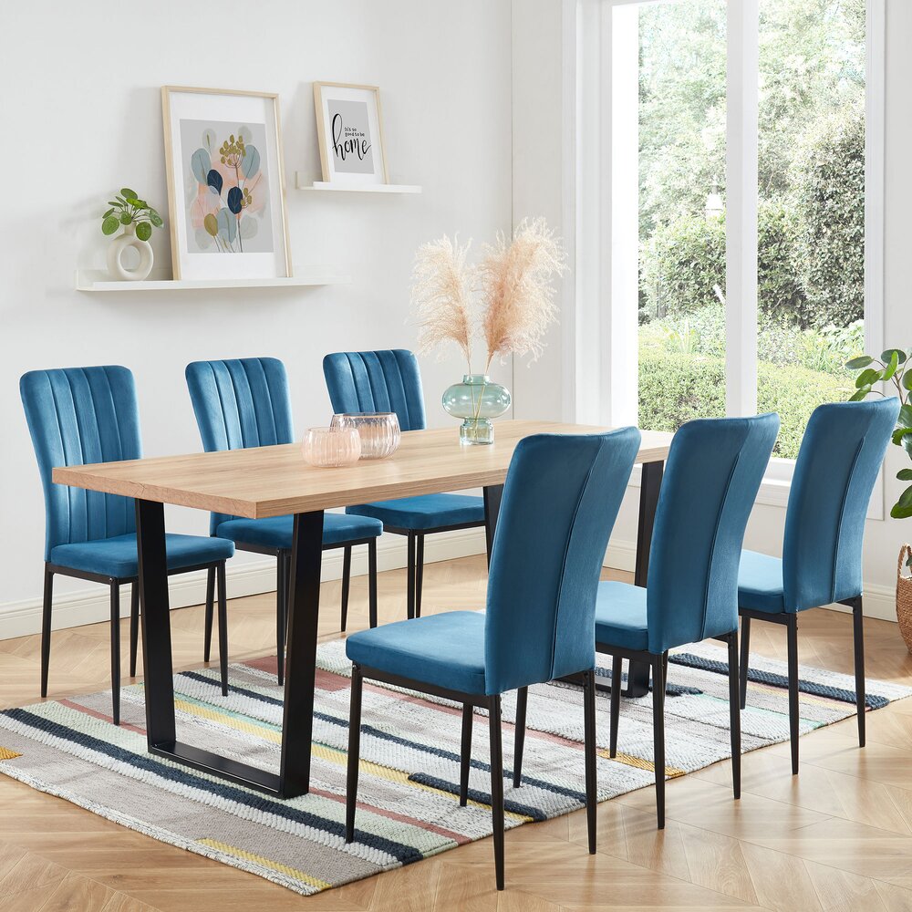 Chaises pivotantes à manger lot de 6 bleu tissu  Chaise salle a manger,  Chaises pivotantes, Mobilier de salle à manger