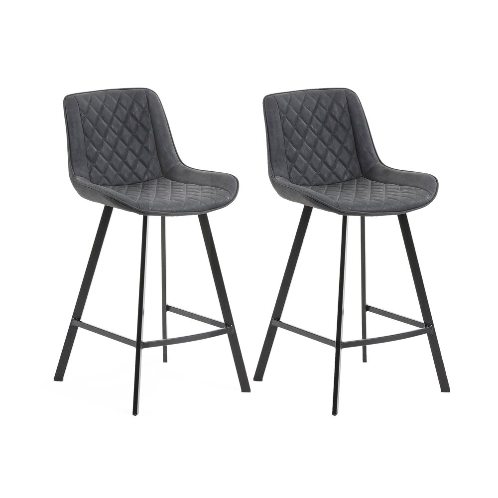 Tabouret de bar - Lot de 2 chaises de bar 50x53x95 cm en PU gris foncé photo 1