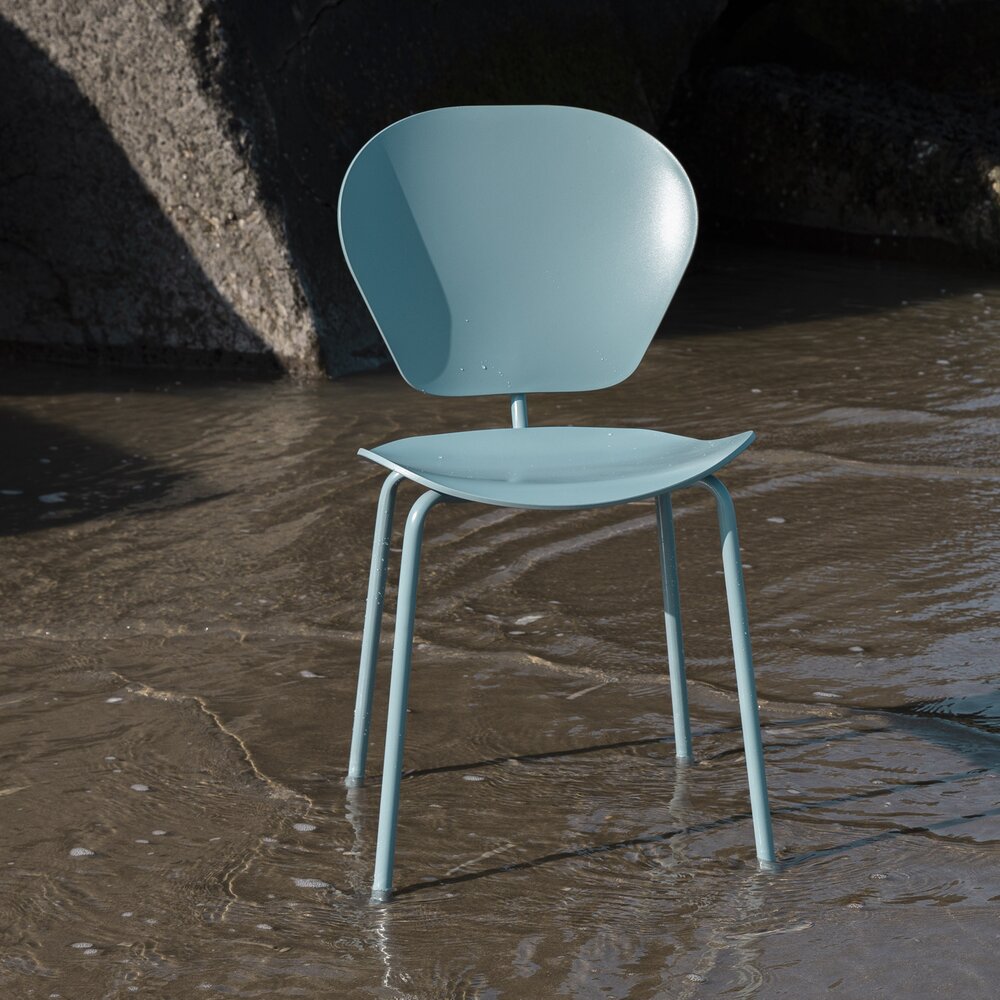 Chaise repas 55x43x85,5 cm en plastique recyclé bleu - THE OCEAN photo 1