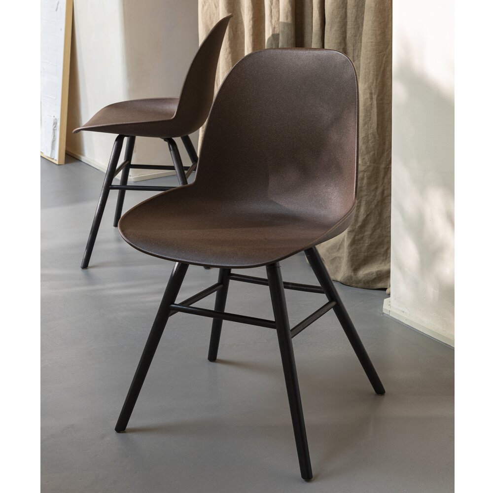 Chaise - Chaise repas 49x55x81,5 cm marron foncé et pied noir - KUIP photo 1