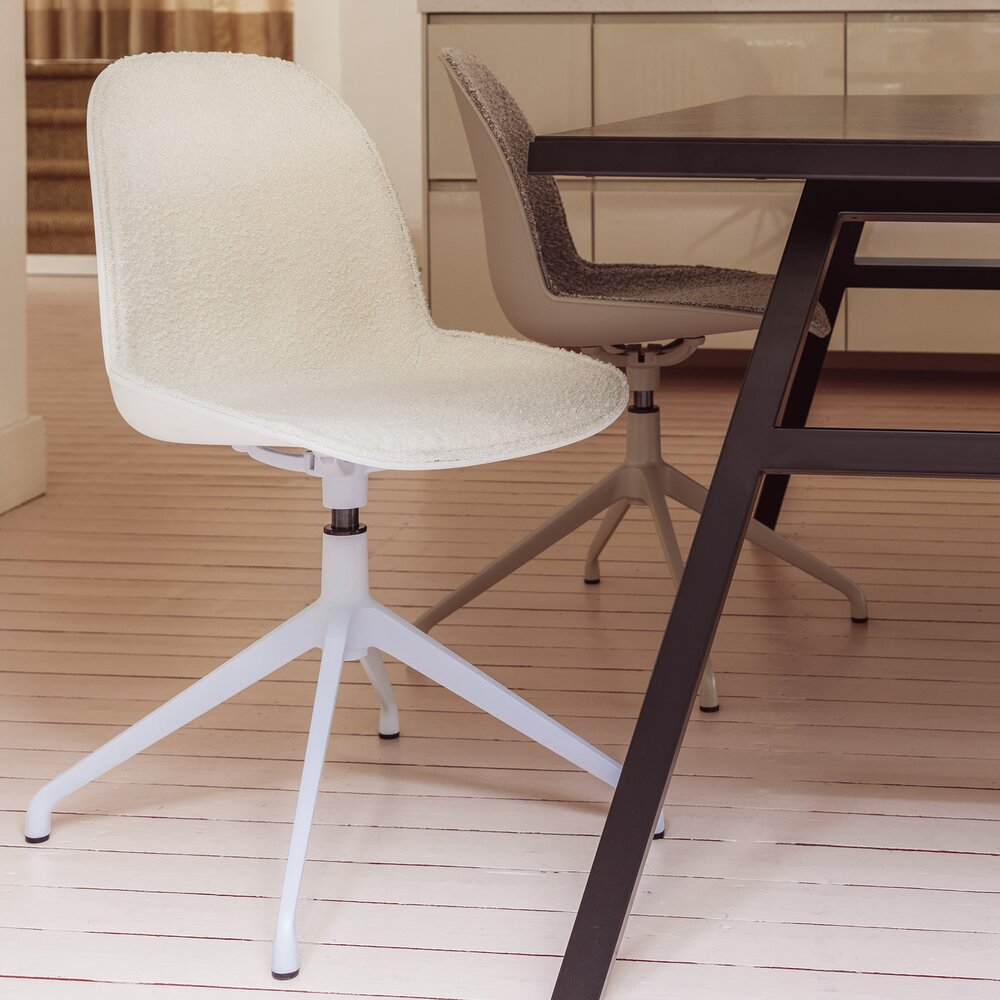 Chaise de bureau 52x45x84,4 cm en tissu effet bouclette blanc - KUIP photo 1
