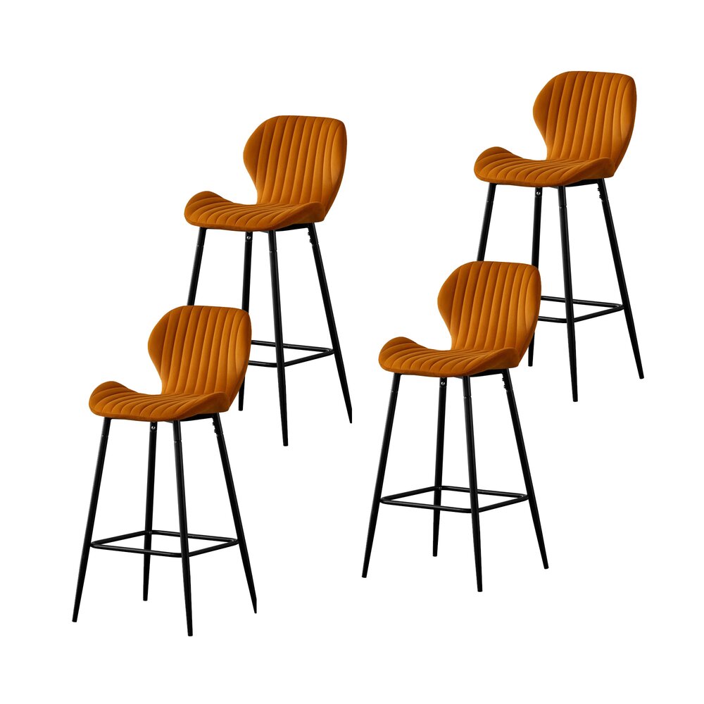 Tabouret de bar - Lot de 4 chaises de bar 51x41x102 cm en velours doré - BOLIV photo 1