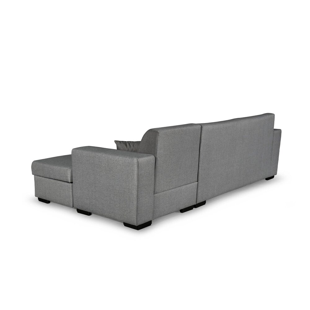 Canapé d'angle à droite convertible en tissu gris - TAMILA photo 4