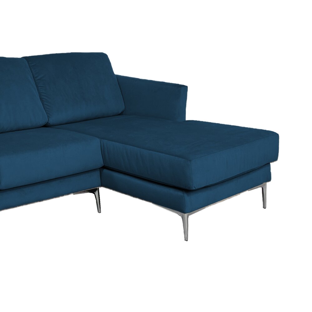Canapé d'angle à droite fixe en velours bleu marine - LORD photo 3