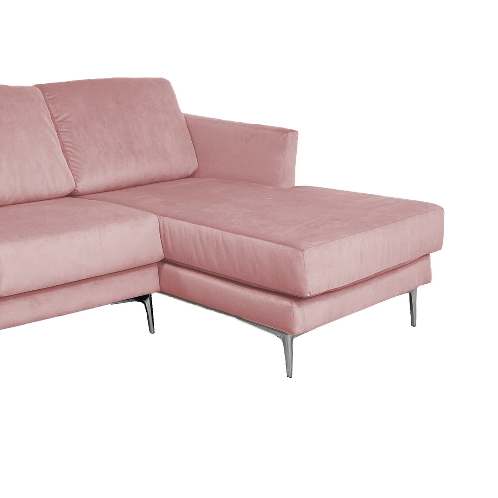 Canapé d'angle à droite fixe en velours rose poudré - LORD photo 3