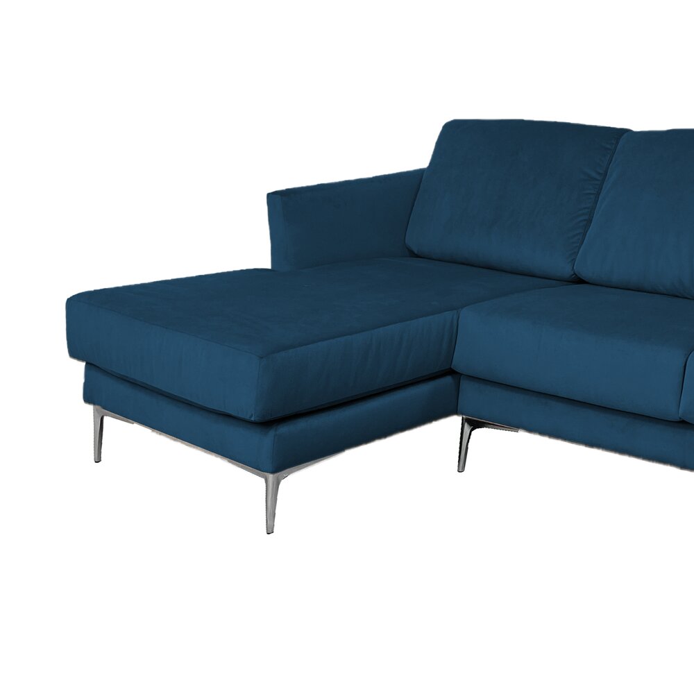 Canapé d'angle à gauche fixe en velours bleu marine - LORD photo 3
