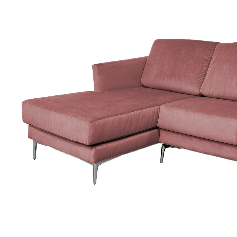 Canapé d'angle à gauche fixe en velours rose - LORD photo 3