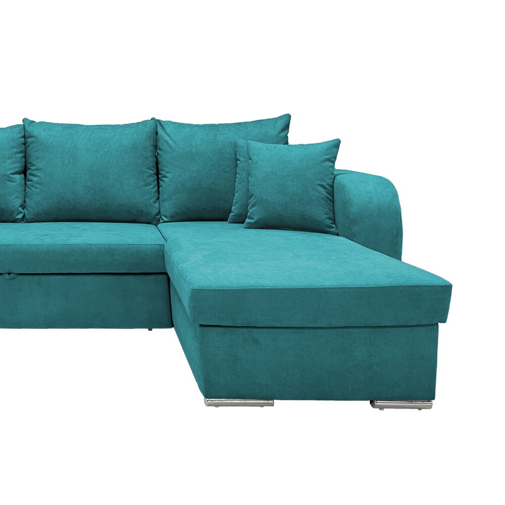 Canapé d'angle réversible convertible en tissu turquoise - FULLSPACE photo 3