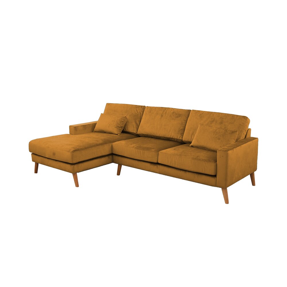 Canapé d'angle - Canapé d'angle à gauche en tissu velours moutarde - ALTA photo 1