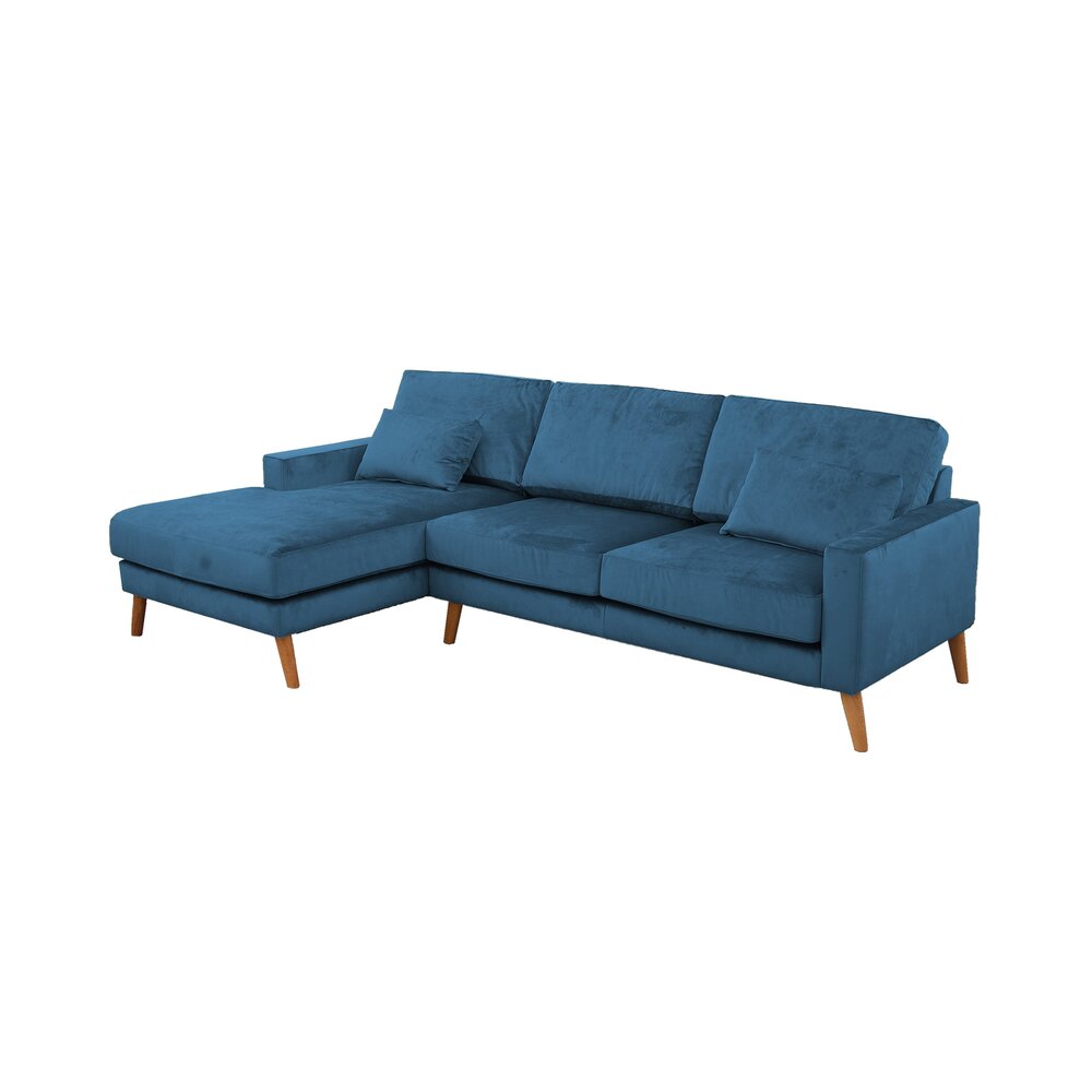 Canapé d'angle - Canapé d'angle à gauche en tissu velours bleu marine - ALTA photo 1