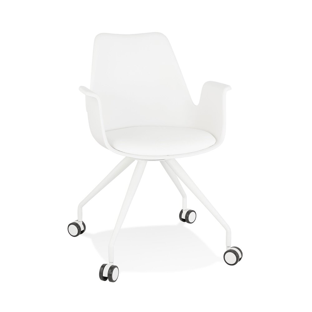Chaise de bureau à roulettes 60x60x89 cm en tissu blanc photo 1
