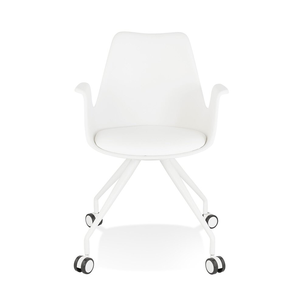 Chaise de bureau à roulettes 60x60x89 cm en tissu blanc photo 2