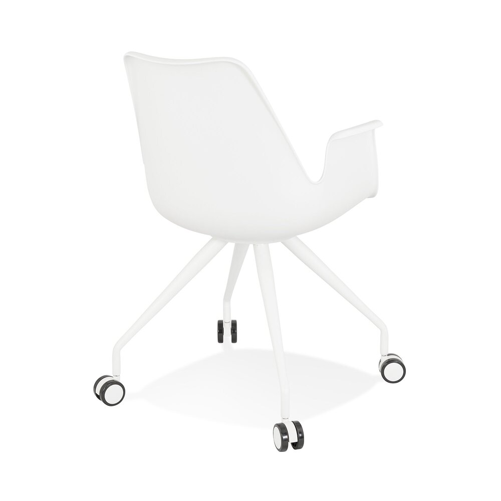 Chaise de bureau à roulettes 60x60x89 cm en tissu blanc photo 3