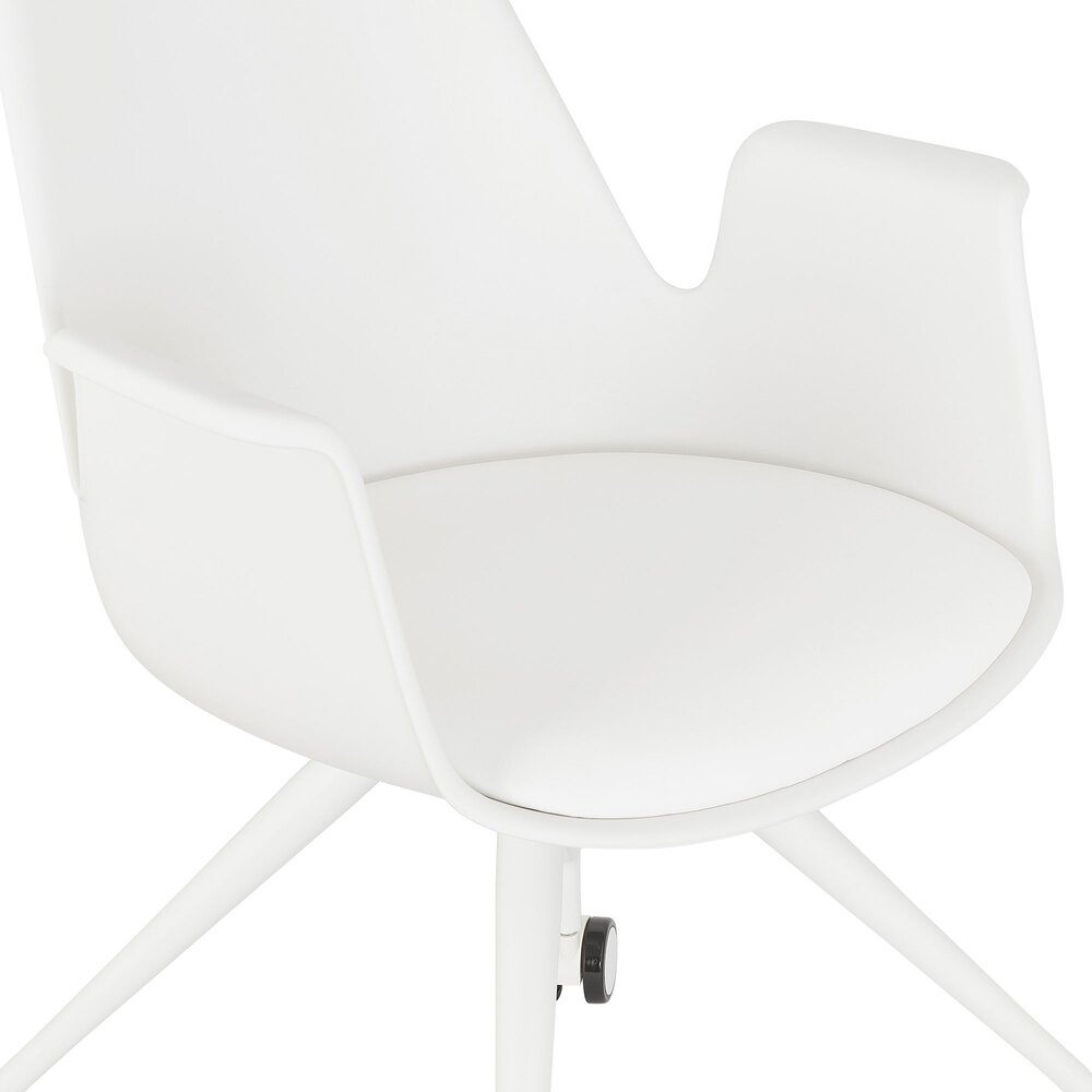 Chaise de bureau à roulettes 60x60x89 cm en tissu blanc photo 4
