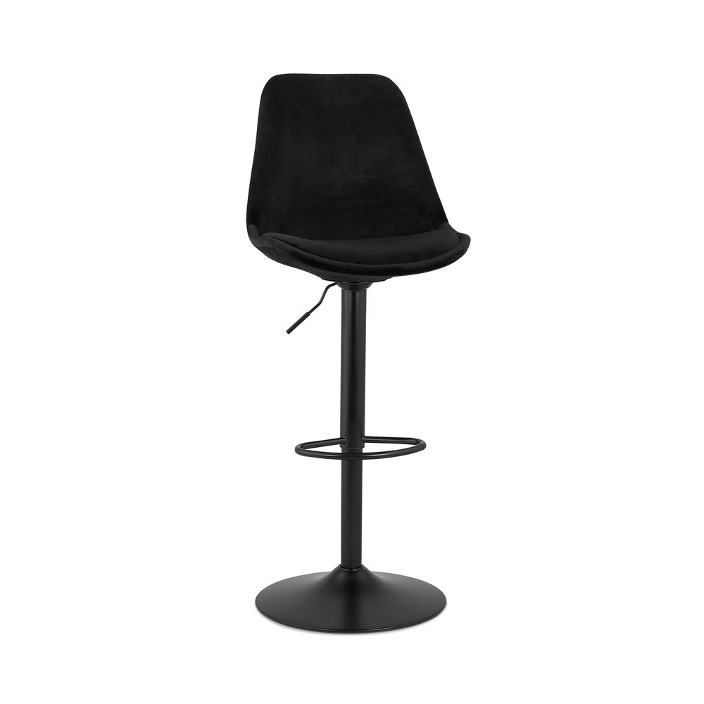 Tabouret de bar - Chaise de bar 48x55x123 cm en tissu noir et pied noir - LUCIE photo 1