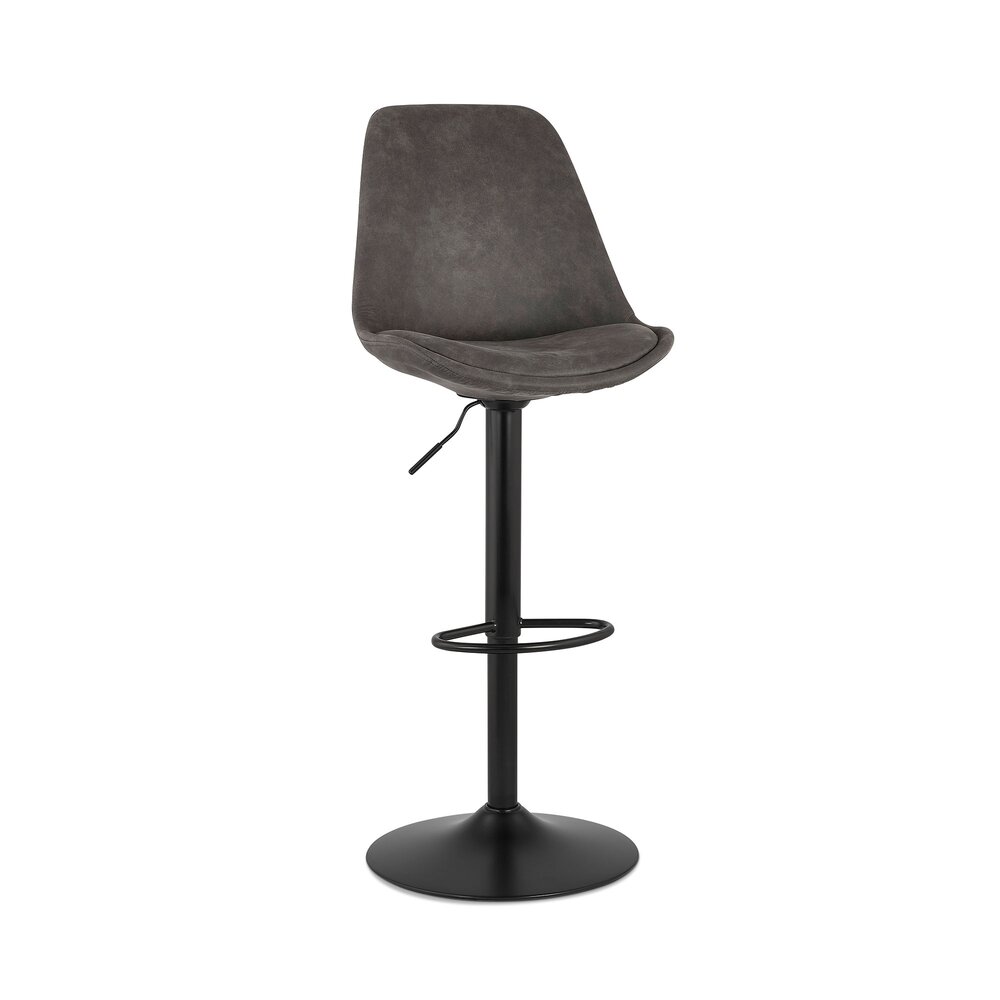 Tabouret de bar - Chaise de bar 48x55x123 cm en tissu gris foncé et pied noir - LUCIE photo 1