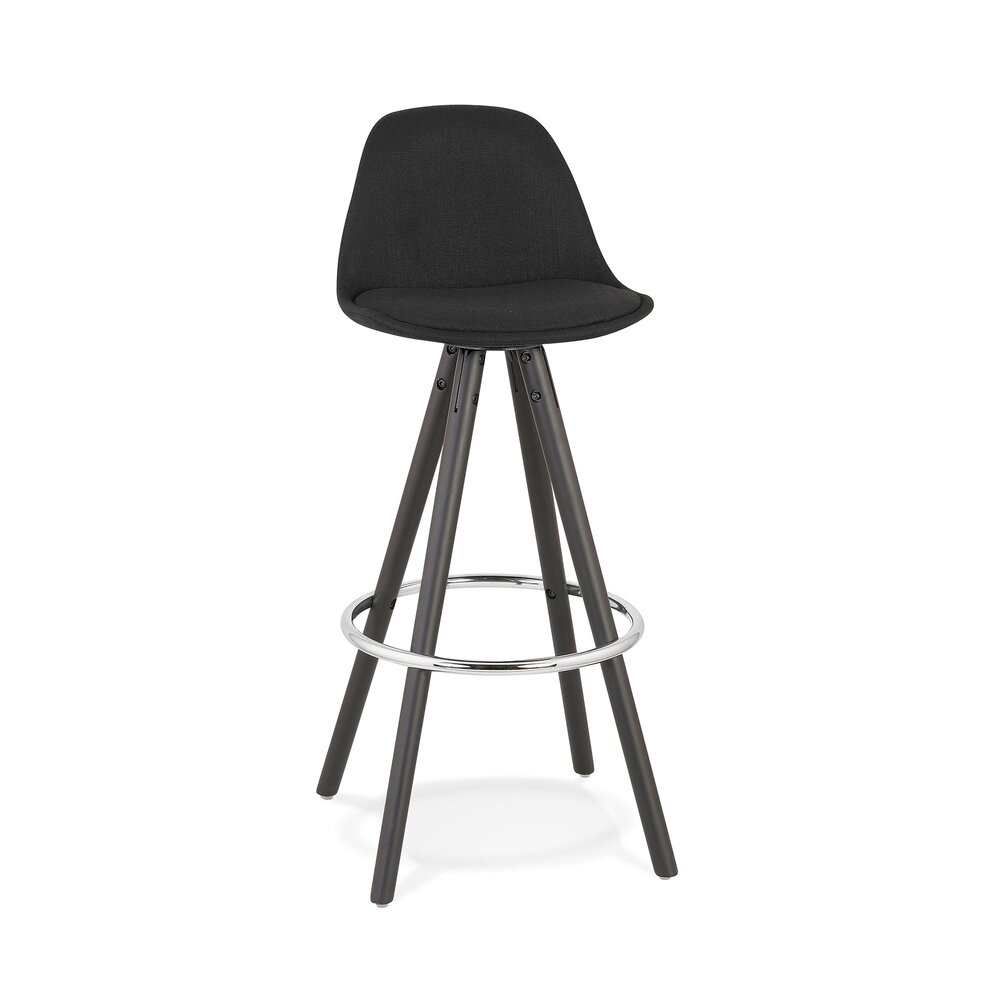 Tabouret de bar - Chaise de bar 41x41x97 cm en tissu noir et pied noir - CIRCOS photo 1