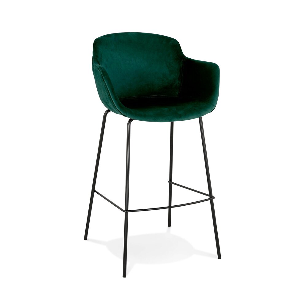 Tabouret de bar - Chaise de bar 59x54x107,5 cm en velours vert foncé - GUIDO photo 1