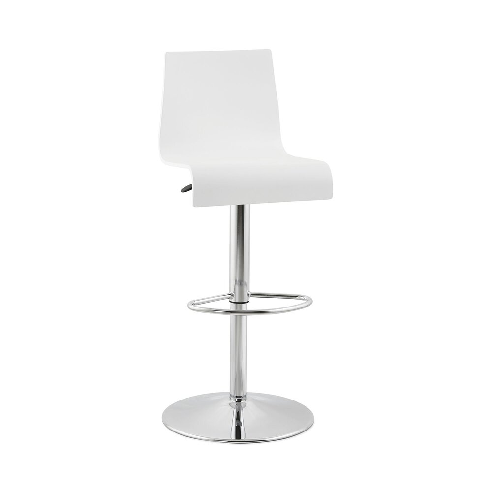 Tabouret de bar - Chaise de bar réglable 46x45x107 cm en bois blanc et pied chromé photo 1