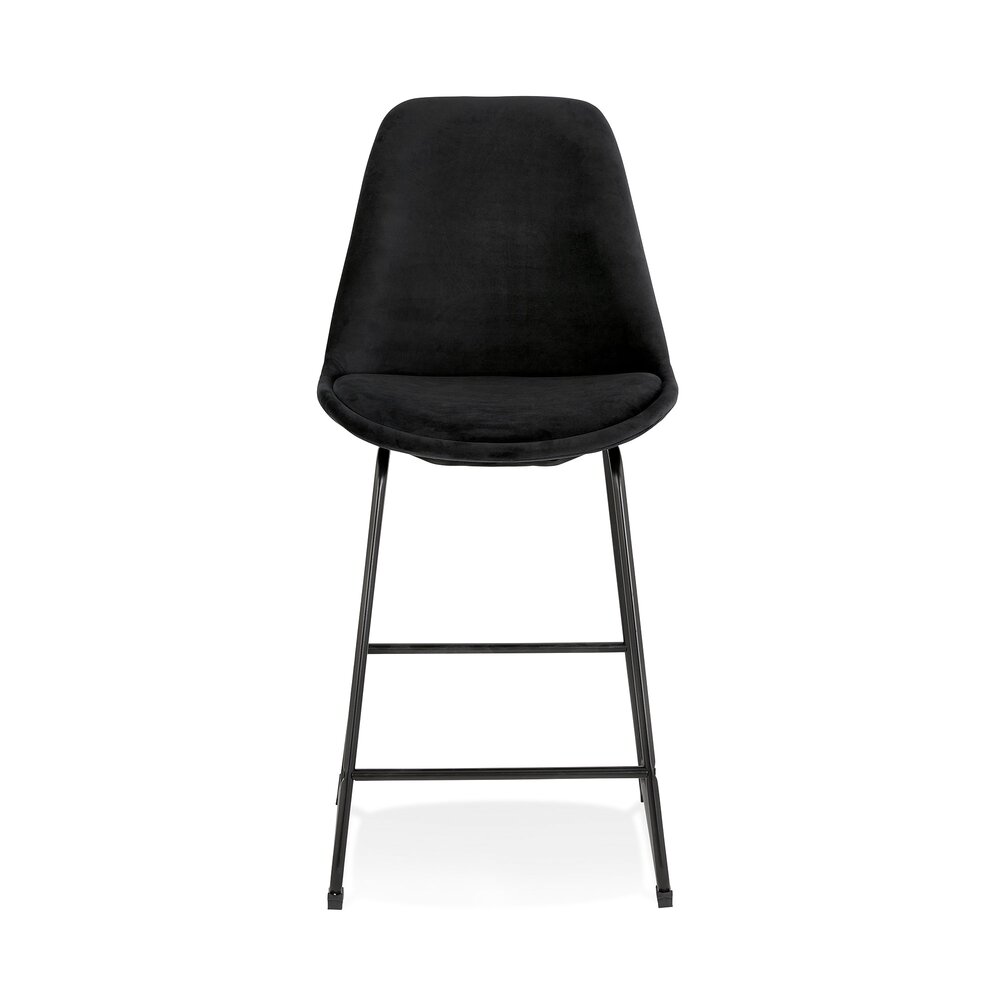 Chaise de bar 55x48x109 cm en tissu noir - LAYNA photo 2