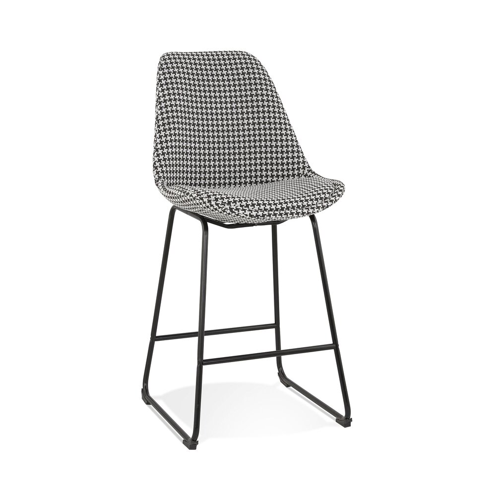 Tabouret de bar - Chaise de bar 55x48x109 cm en tissu noir et blanc - LAYNA photo 1