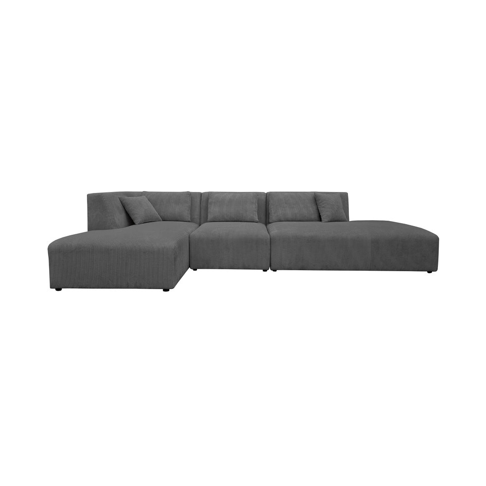 Canapé d'angle à gauche 352 cm en velours côtelé anthracite - PENNY photo 2