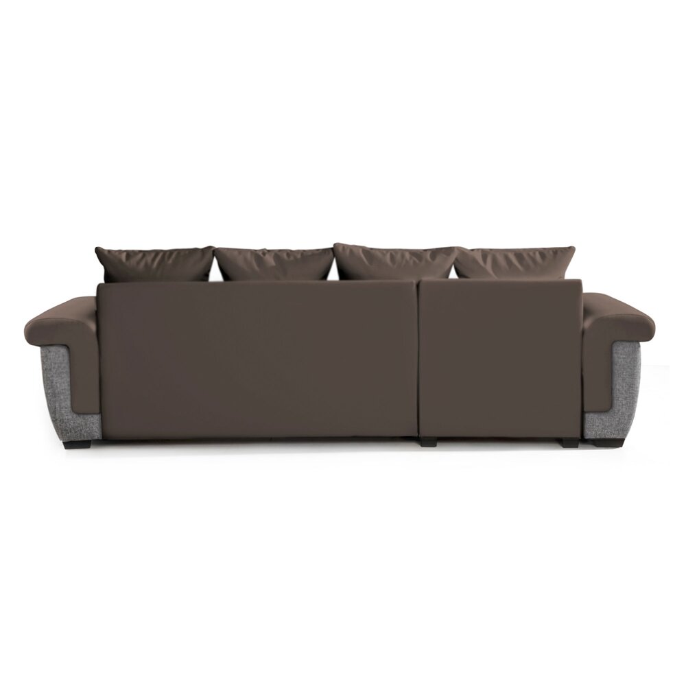 Canapé d’angle reversible et convertible en tissu gris et PU marron photo 5