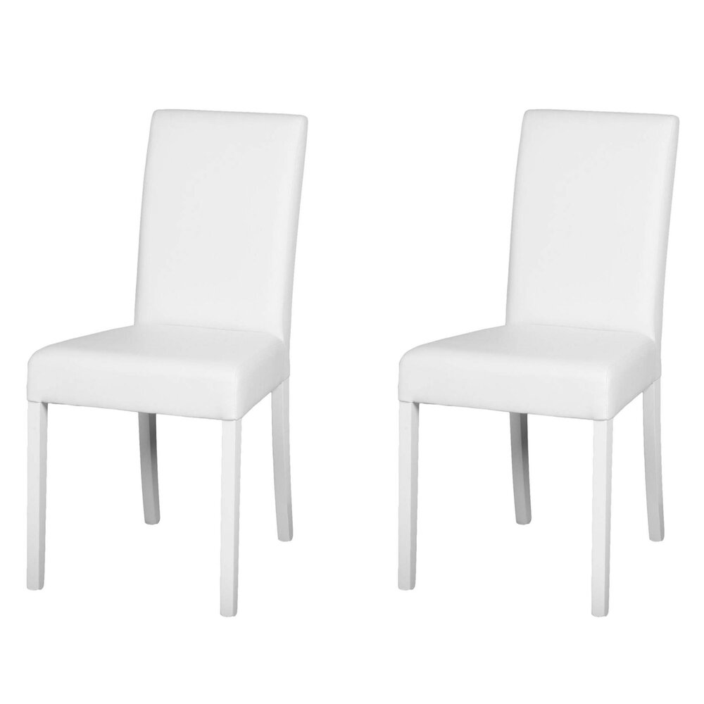 Chaise - Lot de 2 chaises repas 44x55x91 cm en PU et pieds blanc photo 1