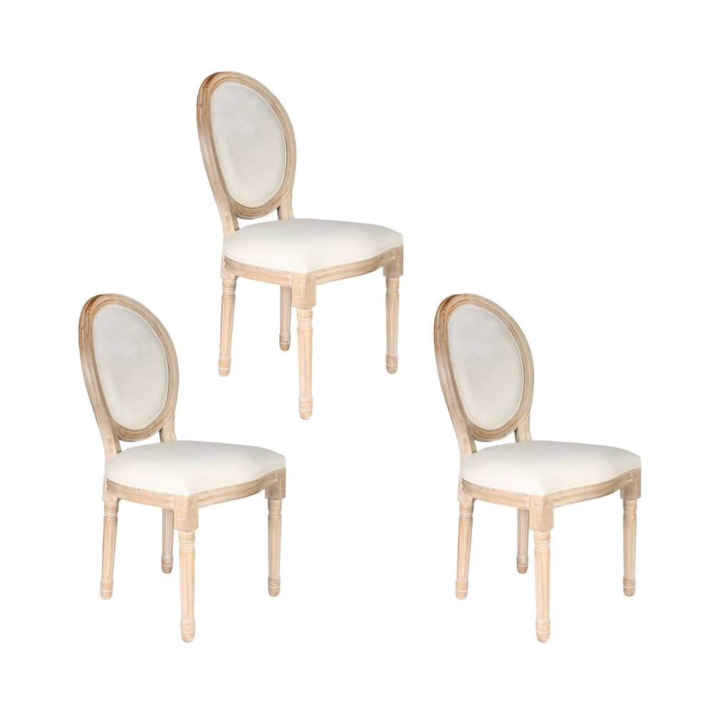 Chaise - Lot de 2 chaises médaillon 39x57,5x96 cm en tissu écru - INOA photo 1