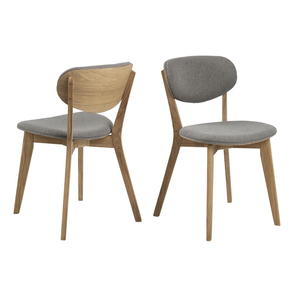 Chaise - Lot de 2 chaises 46,5x53x80,5 cm en tissu gris clair et chêne photo 1