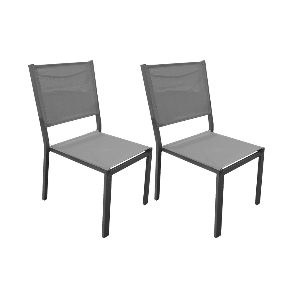 Lot de 2 chaises en aluminium et textilène coloris gris photo 1