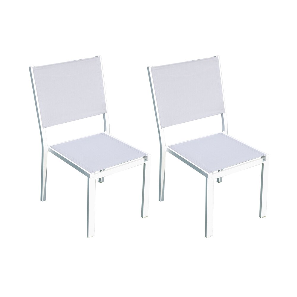 Lot de 2 chaises en aluminium et textilène coloris blanc photo 1