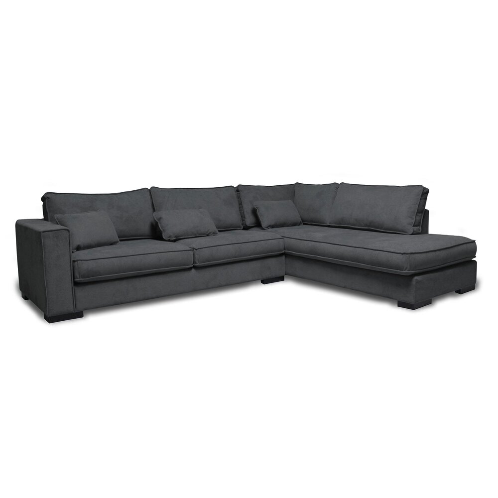 Canapé d'angle à droite 5 places 303 cm en tissu gris foncé - AKORD photo 1