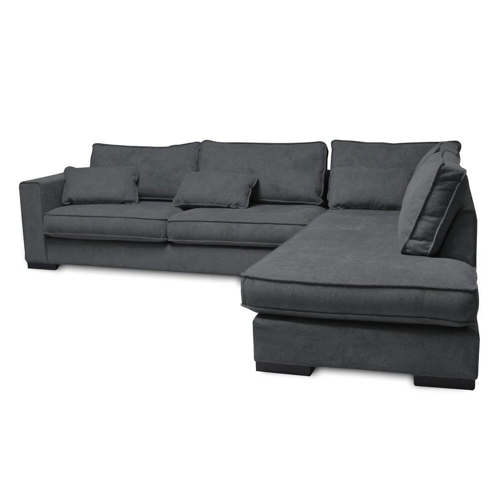 Canapé d'angle à droite 5 places 303 cm en tissu gris foncé - AKORD photo 2