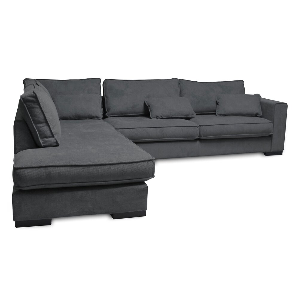 Canapé d'angle à gauche 5 places 303 cm en tissu gris foncé - AKORD photo 2