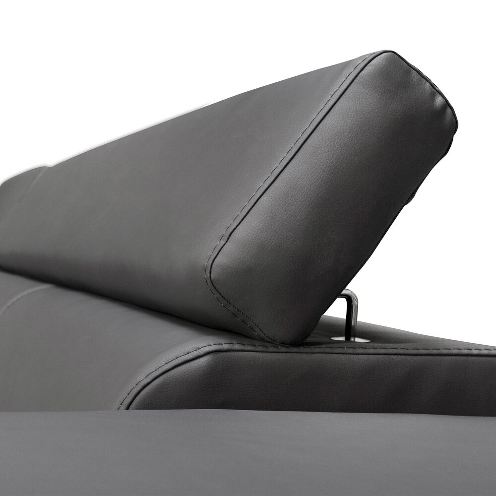 Canapé d'angle à gauche convertible 5 places gris et PU blanc - SOLIL photo 10
