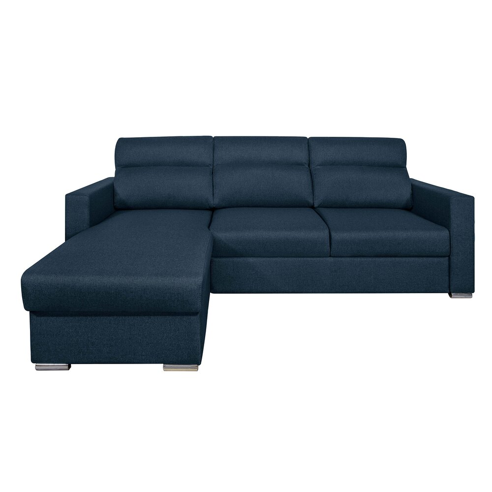 Canapé d'angle réversible et convertible en tissu bleu pétrole - OUVEA photo 1