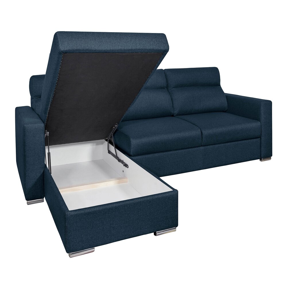 Canapé d'angle réversible et convertible en tissu bleu pétrole - OUVEA photo 4