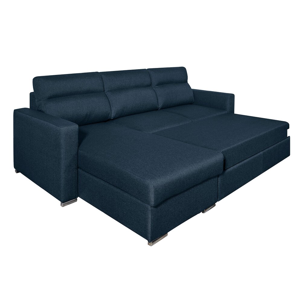 Canapé d'angle réversible et convertible en tissu bleu pétrole - OUVEA photo 5