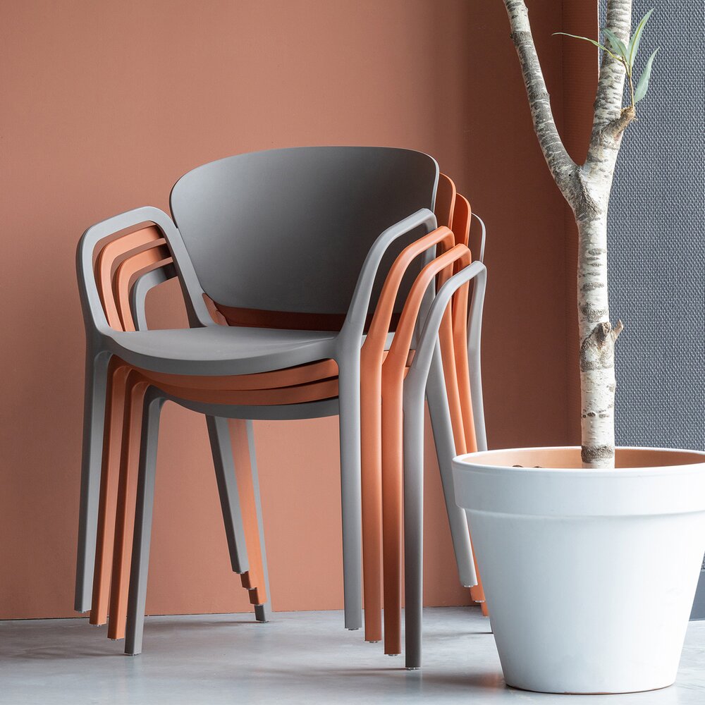 Lot de 4 chaises de jardin empilables 57x56x75 cm en PVC terracotta photo 8