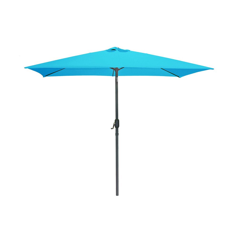 Parasol droit inclinable 300x200 cm en tissu bleu turquoise photo 1